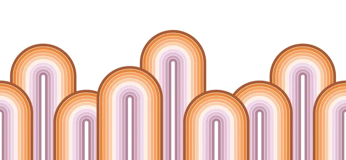 fotomural semicírculos en estilo retro naranja y morado claro de ESTAhome – 159554