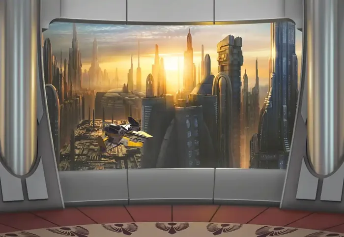 fotomural Star Wars Coruscant gris, rojo y beige de Disney – 612222