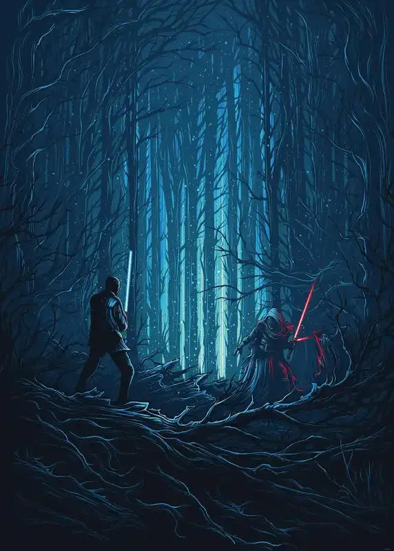 fotomural Star Wars Wood Fight azul de Disney – 610727