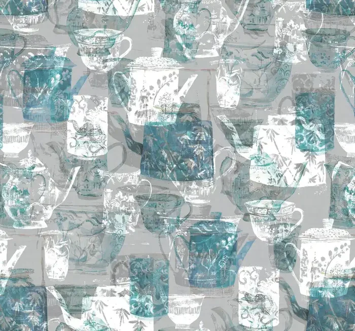 fotomural tazas de té gris y azul de Sanders & Sanders – 612417