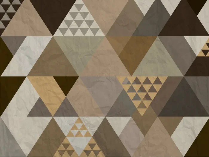 fotomural triángulos gráficos beige, marrón y verde de Sanders & Sanders – 600407