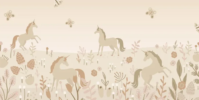 fotomural unicornios rojo barro cocido clara y rosa terracota de ESTAhome – 159494