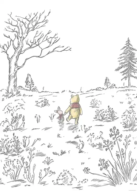 fotomural Winnie the Pooh blanco y negro de Komar – 610747