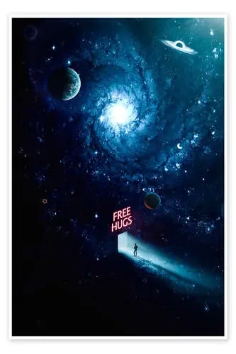 Free Hugs in Blue Space Galaxy Stars de Gen Z
