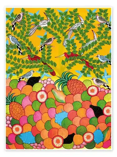 Fruits and birds de Majidu Tanzania Art & Licensing