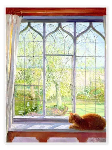 Gato en la ventana en primavera de Timothy Easton Bridgeman Images