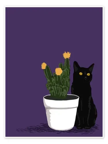 Gato negro con cactus de Sybille Sterk