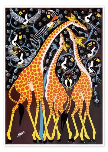 Giraffe family under the tree de Mangula Tanzania Art & Licensing