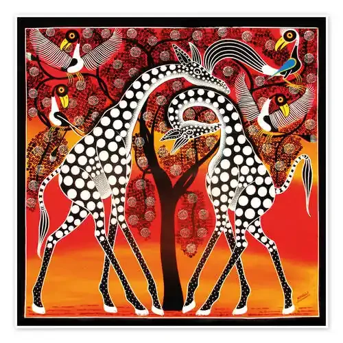Giraffes cuddle under a tree de Mangula Tanzania Art & Licensing