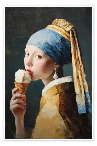 Girl with a pearl earring and ice cream de UtArt
