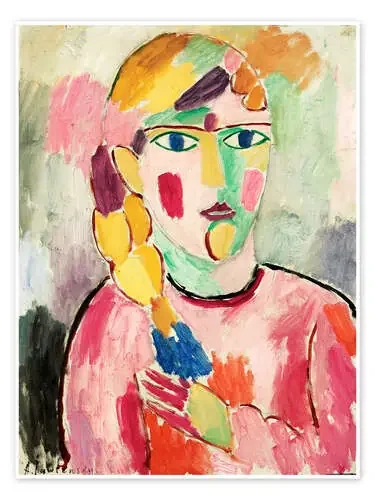 Girl with blue eyes and braid de Alexej von Jawlensky ARTOTHEK