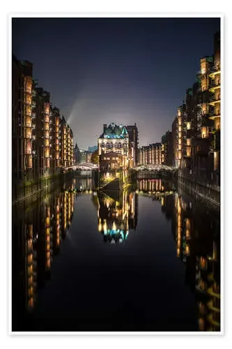 Hamburg at night de Manfred Hartmann