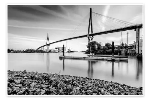 Hamburg Köhlbrand bridge (black & white) de Kristian Goretzki