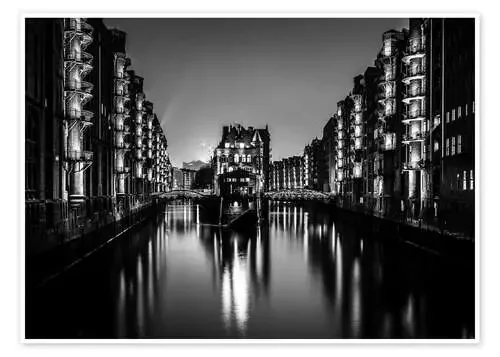 Hamburgo por la noche (Blanco y negro) de Sascha Kilmer