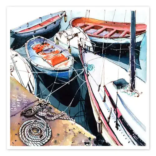 Harbour barcos en Génova, Italia de Anastasia Mamoshina