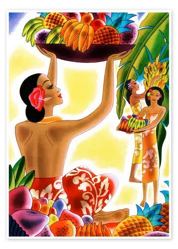 Hawaiian Women Harvesting Fruit Bridgeman Images