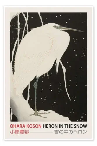 Heron in the Snow de Ohara Koson Exhibition Posters