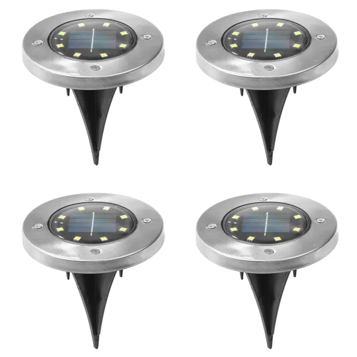 HI Juego de focos LED solares de suelo para jardín 4 unidades