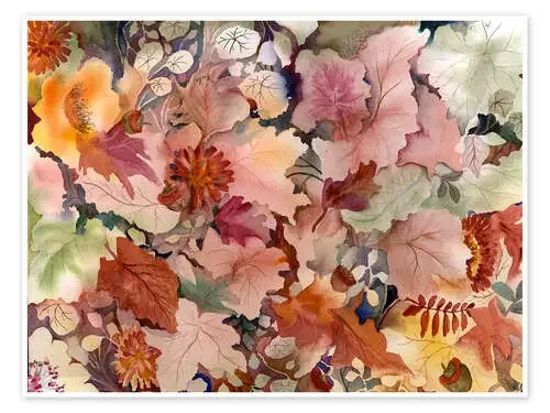 Hojas de otoño y flores de Neela Pushparaj Bridgeman Images