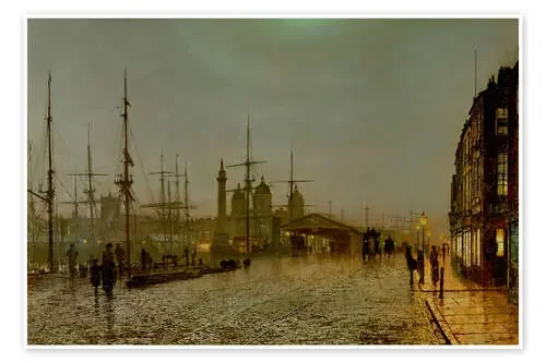 Hull Docks by Night de John Atkinson Grimshaw Bridgeman Images