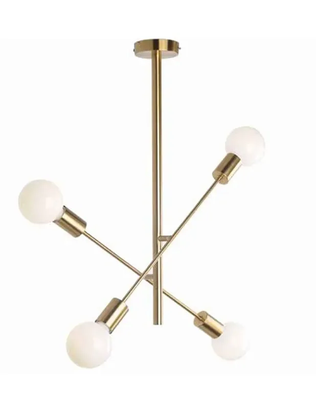 Iluminación Estilo Retro 4 Luces Dorada