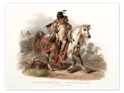 Indio pies negros sobre un caballo de Karl Bodmer Master Collection