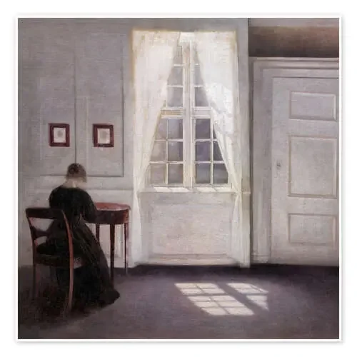 Interior con rayos de sol en el suelo de Vilhelm Hammershøi Master Collection