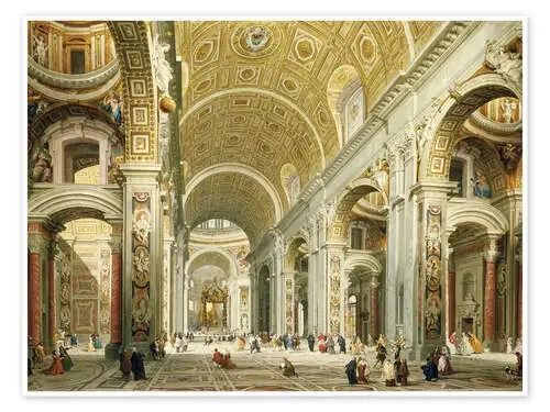 Interior de la Basílica de San Pedro, mirando hacia el oeste hasta la tumba de San Pedro de Giovanni Paolo Pannini Bridgeman Images
