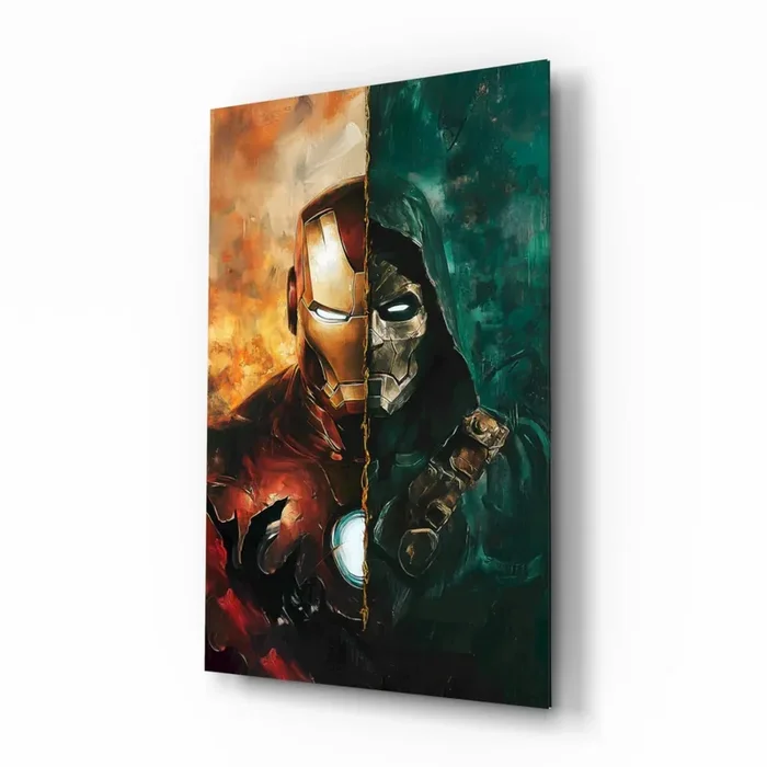 Iron Man and Doctor Doom A War of Opposites Glass Wall Art Designer Collection – 28.5 » X 18 «