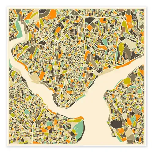 Istanbul Map White I de Jazzberry Blue