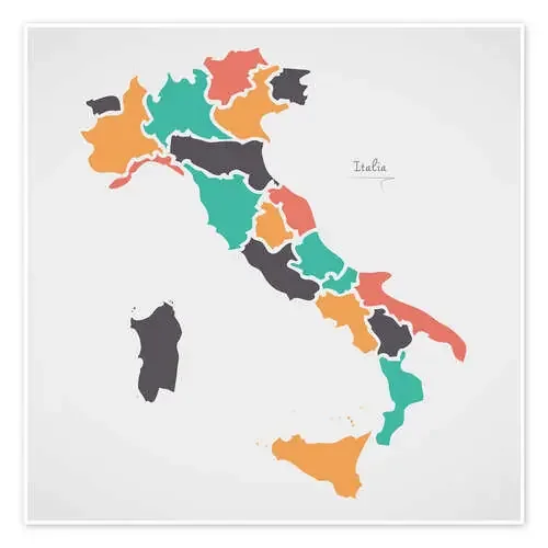 Italy map modern abstract with round shapes de Ingo Menhard