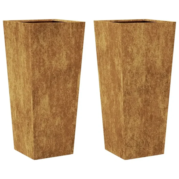 Jardineras de jardín vidaXL 2 uds 35x35x75 cm Acero oxidado