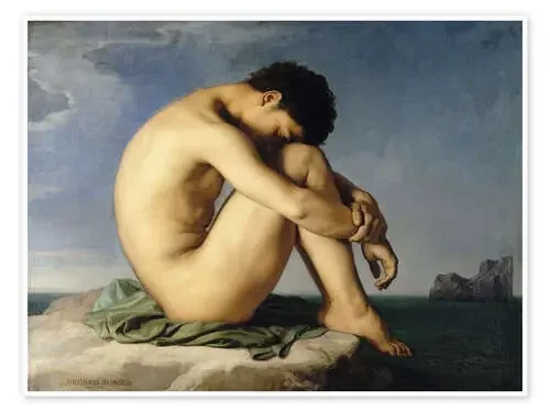 Joven desnudo sentado junto al mar de Hippolyte Flandrin Master Collection