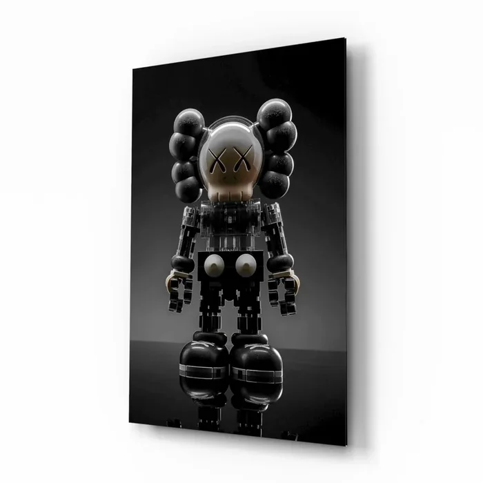 Kaws Statue Glass Wall Art Designer Collection – 28.5 » X 18 «