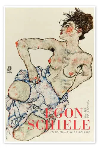 Kneeling Female Half Nude, 1917 de Egon Schiele Exhibition Posters