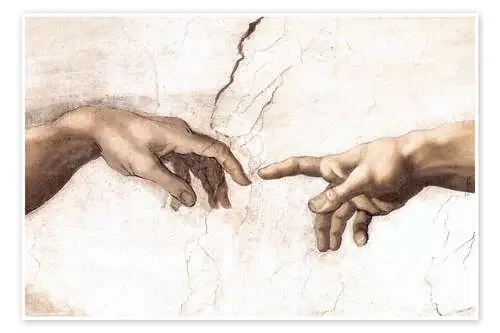 La creación de Adam (detalle) de Michelangelo Master Collection