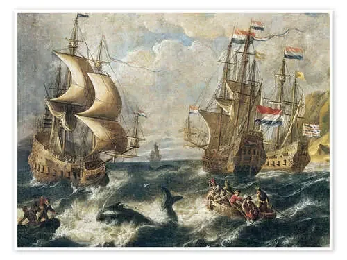 «La Peche a la Baleine», The Whale Hunting (Detail) de Ludolf Backhuysen Bridgeman Images