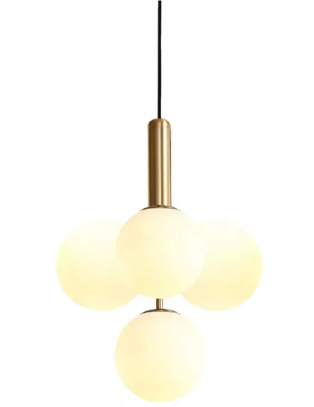Lámpara 4 Luces Retro Bronce con Cristal Opal