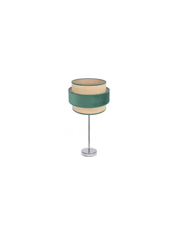 Lámpara de Mesa Arpillera y Terciopelo Verde