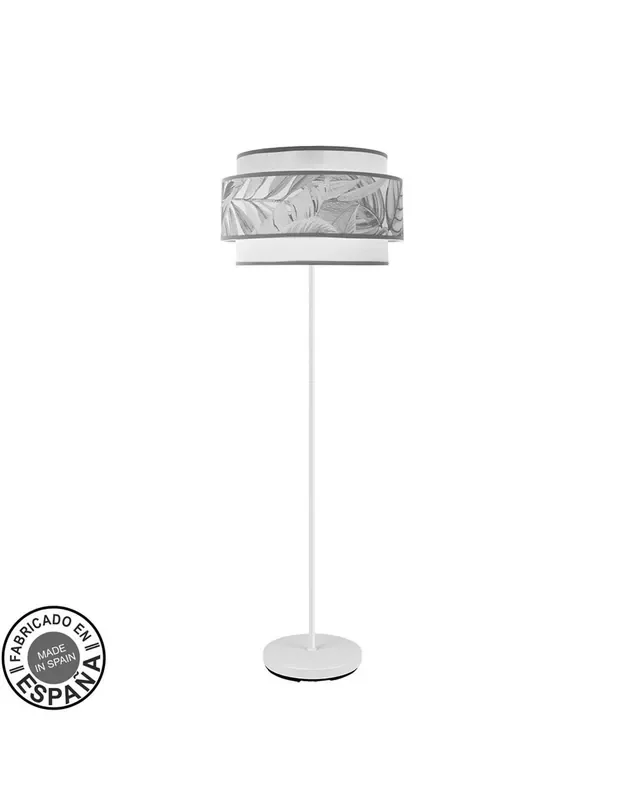 Lámpara de Suelo Camerún Pantalla Blanca Gris