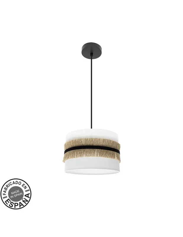 Lámpara de Techo Angola Negro, Blanco y Yute