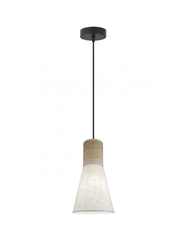 Lámpara de Techo Cono Invertido Madera y Tela