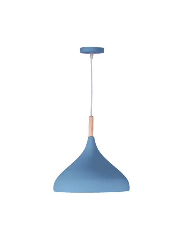 Lámpara de Techo Metal y Madera de 30 Azul