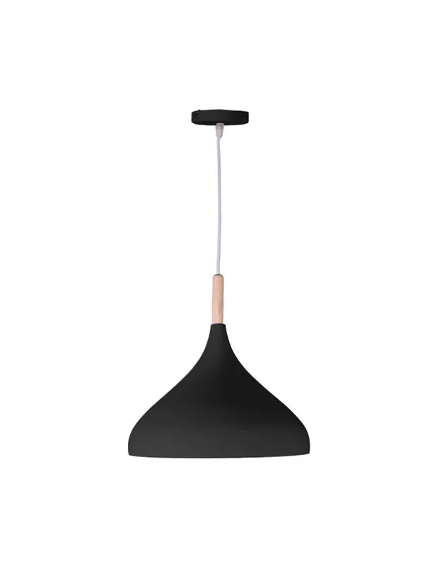 Lámpara de Techo Metal y Madera de 30 Negro