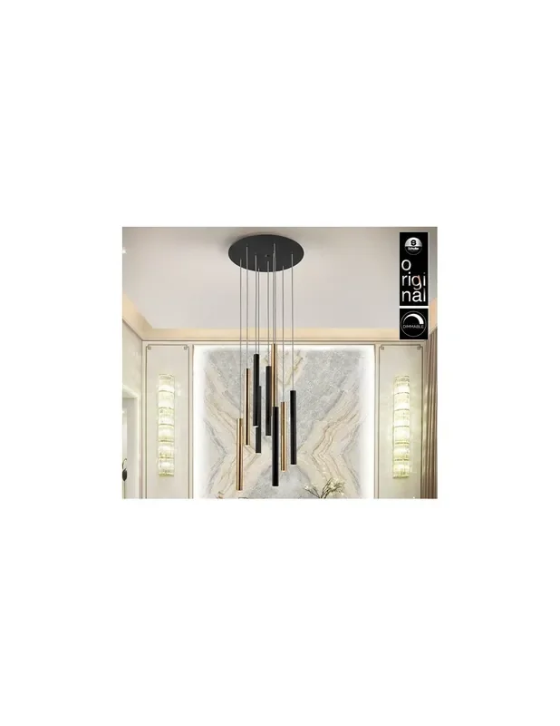 Lámpara Varas Negro Oro Dimable Schuller