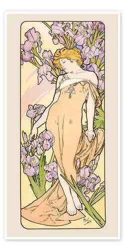 Las flores – El íride, 1898 de Alfons Mucha Master Collection