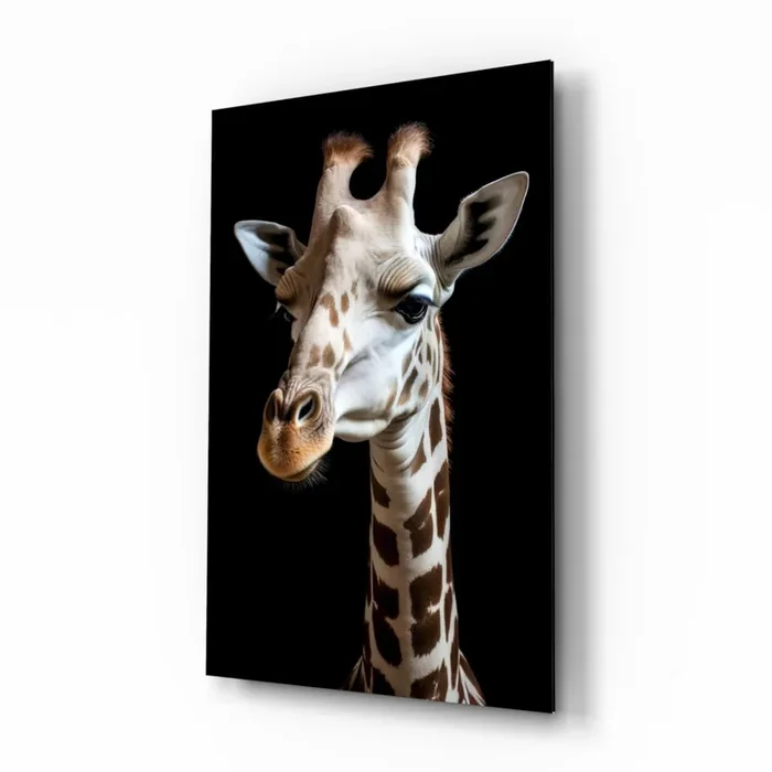 Light Colored Giraffe Portrait Glass Wall Art Designer Collection – 28.5 » X 18 «
