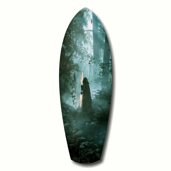 Light Saber in the Woods Glass Wall Art – 12 » X 35 «