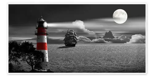 Lighthouse colorkey in the night de Monika Jüngling