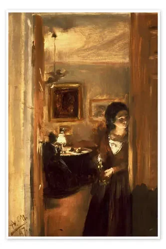 Living room with Menzels sister de Adolph von Menzel akg-images